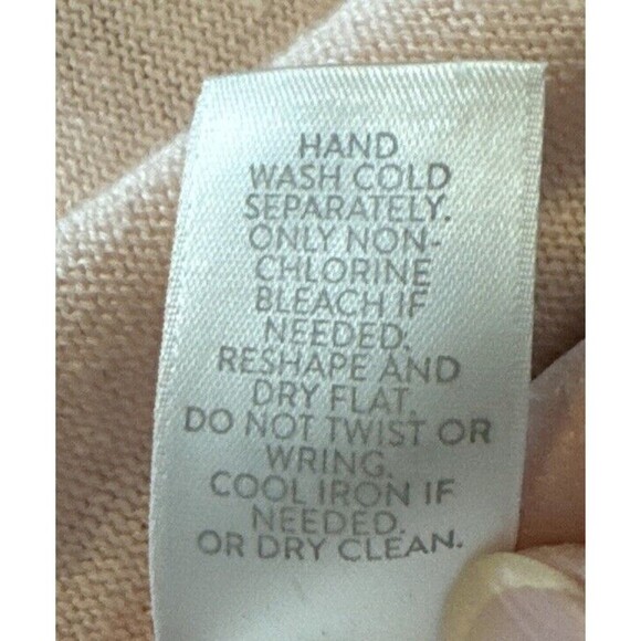 J.Jill PINK Linen Blend Open Front Fringe Hem 3/4 Sleeve Cardigan Sz Large - Picture 9 of 9